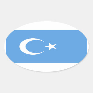 Sticker Ovale Drapeau Ourghour du Turkestan oriental
