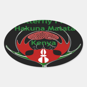 Sticker Ovale Drapeau Papillon Kenya Art – Hakuna Matata Patriot