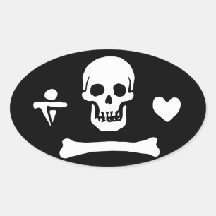 Sticker Ovale Drapeau Pirate De Stede Bonnet