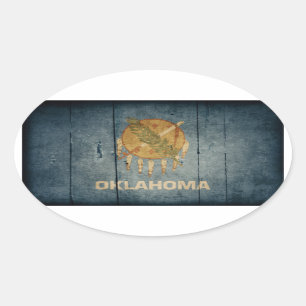 Sticker Ovale Drapeau robuste de Wood Oklahoma