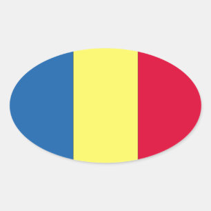 Sticker Ovale Drapeau roumain