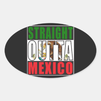 Sticker Ovale Drapeau Straight Outta Mexico