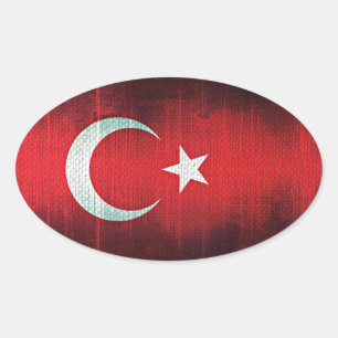 Sticker Ovale Drapeau stylisé de Turquie