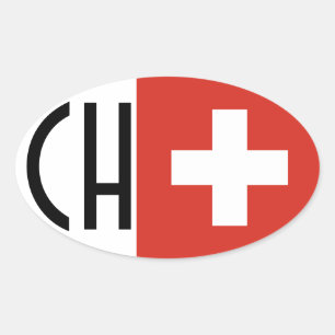 Sticker Ovale Drapeau suisse "CH"