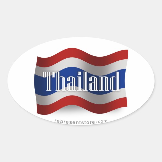 Sticker Ovale Drapeau Thaïlande (Devant)