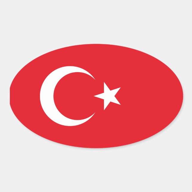Sticker Ovale Drapeau turc (Devant)