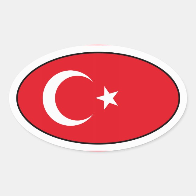 Sticker ovale Drapeau Turquie (Devant)