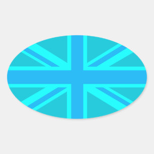 Sticker Ovale Drapeau Turquoise Union Jack