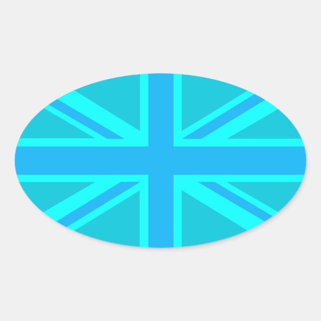 Sticker Ovale Drapeau Turquoise Union Jack (Devant)