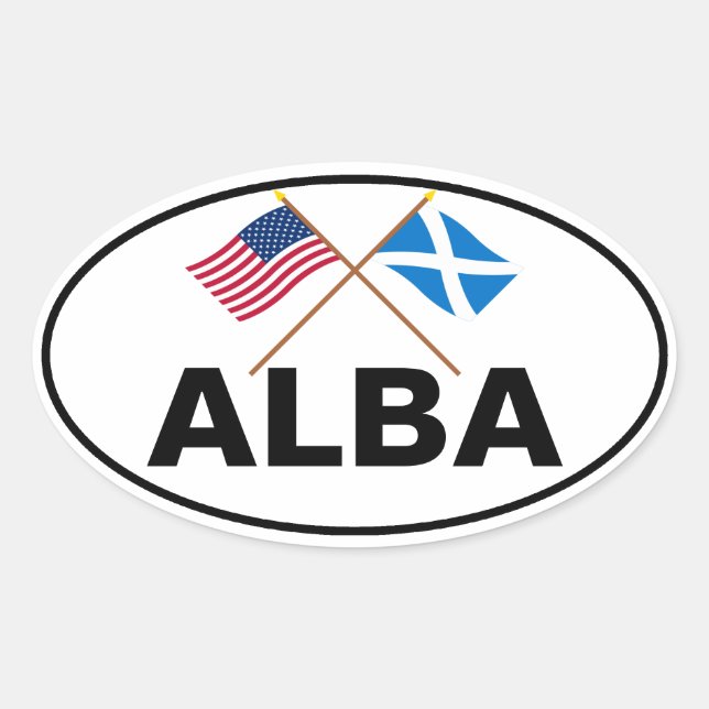 Sticker Ovale Drapeaux croisés des États-Unis et de l'Écosse (Cr (Devant)