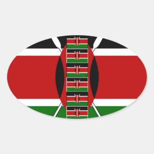 Sticker Ovale Drapeaux miniers sans fil du Kenya Frames Art