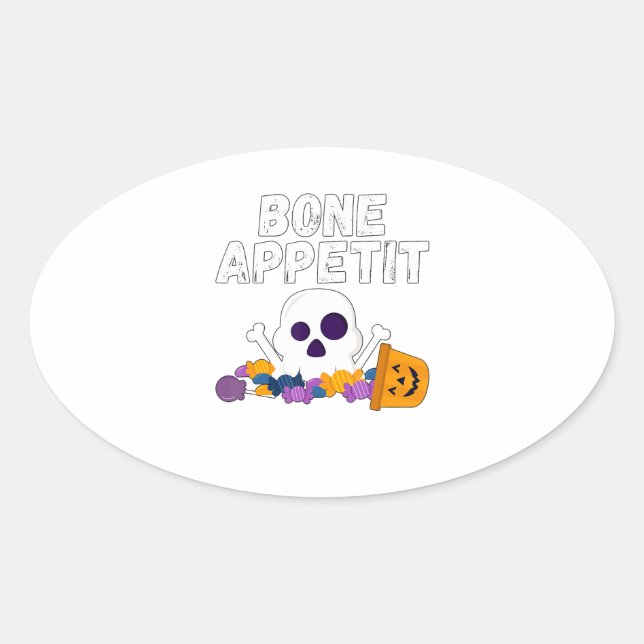 Sticker Ovale Drôle Chef Pun Bone Appetit Halloween Candy (Devant)