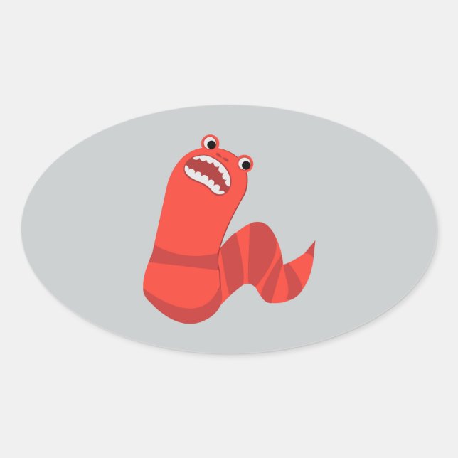 Sticker Ovale Drôle Drôle Cartoon Worm Mort de Mongolie (Devant)