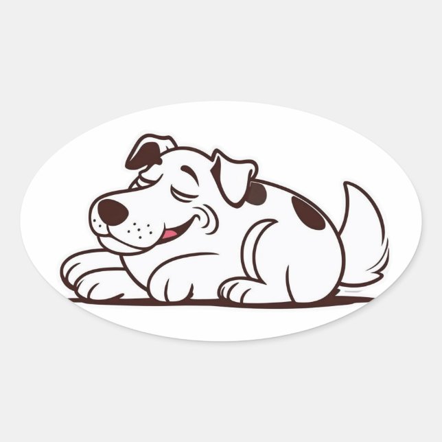 Sticker Ovale Drôle Lazy Chig Design (Devant)