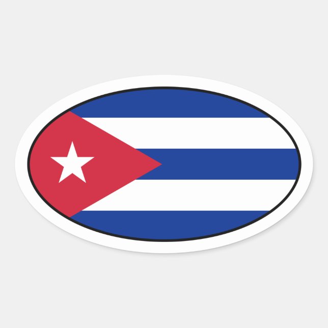 Sticker ovale du drapeau cubain (Devant)