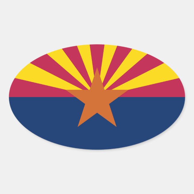 Sticker ovale du drapeau de l'État de l'Arizona (Devant)
