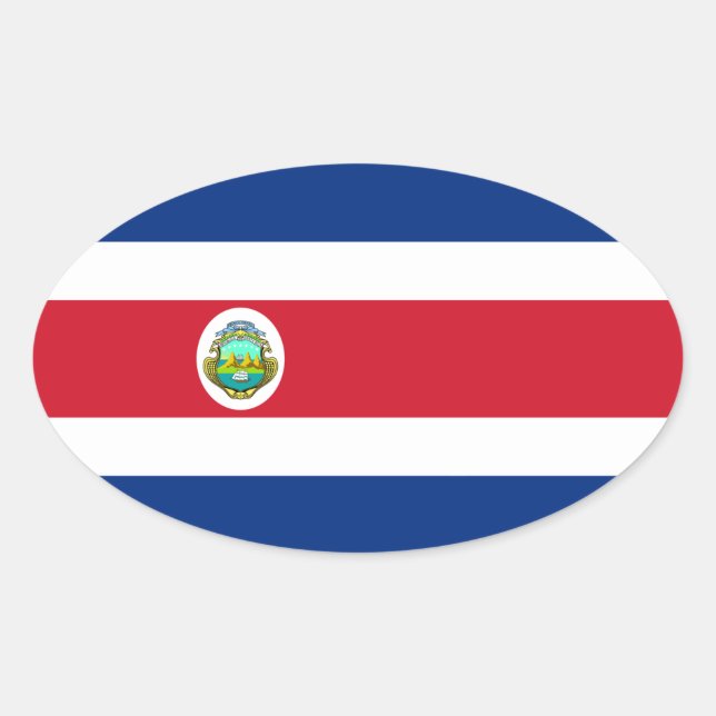 Sticker ovale du drapeau du Costa Rica (Devant)