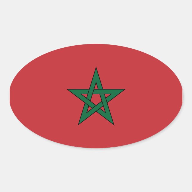 Sticker ovale du drapeau du Maroc (Devant)