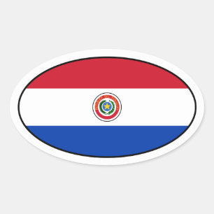 Sticker ovale du drapeau du Paraguay