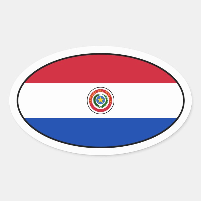 Sticker ovale du drapeau du Paraguay (Devant)