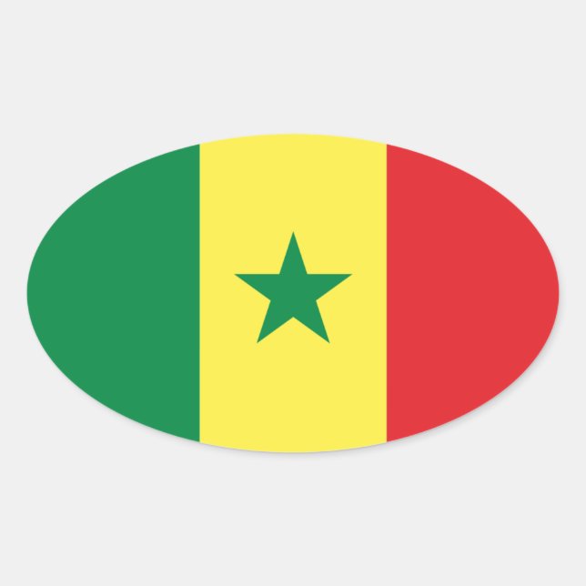 Sticker ovale du drapeau du Sénégal (Devant)