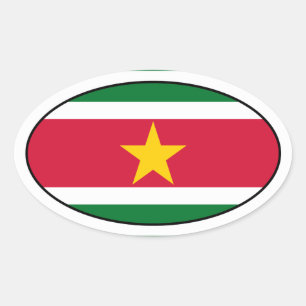 Sticker ovale du drapeau du Suriname
