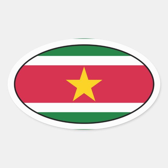 Sticker ovale du drapeau du Suriname (Devant)