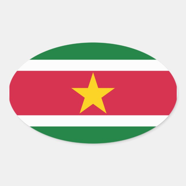 Sticker ovale du drapeau du Suriname (Devant)