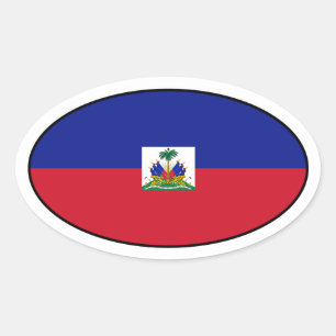 Sticker ovale du drapeau haïtien
