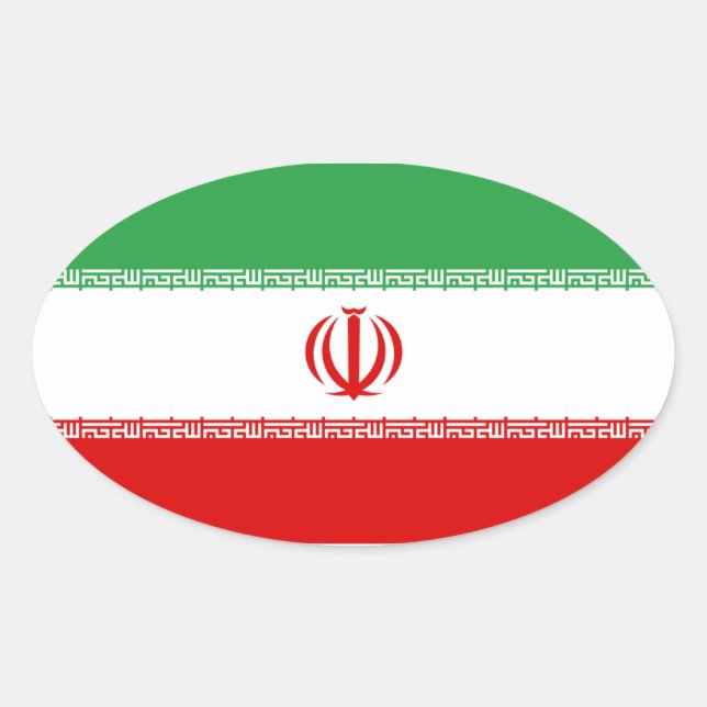 Sticker ovale du drapeau iranien (Devant)