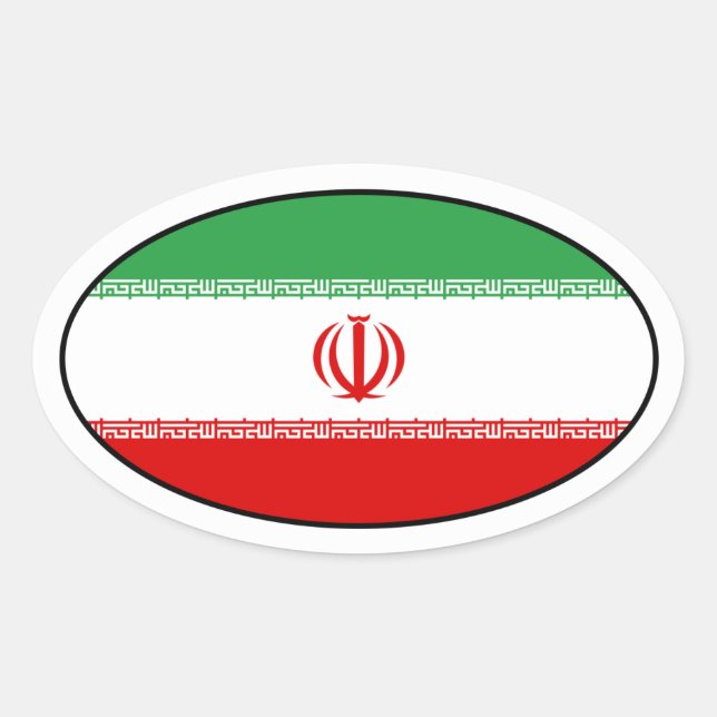 Sticker ovale du drapeau iranien (Devant)