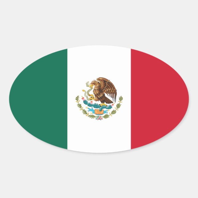 Sticker ovale du drapeau mexicain (Devant)