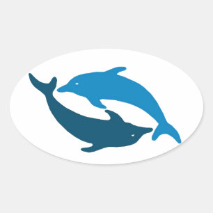 Sticker Ovale Duet bleu dauphin