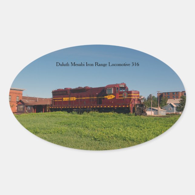 Sticker Ovale Duluth Mesabi Iron Range Locomotive 316 (Devant)