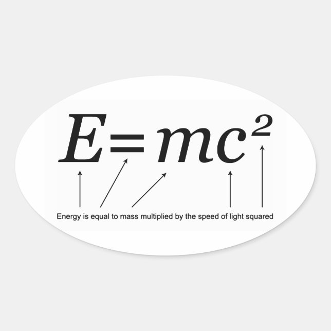 Sticker Ovale E=MC2 Théorie de la relativité d'Einstein (Devant)