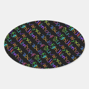 Sticker Ovale EAC coloré arc-en-ciel Crayons écriture manuscrite