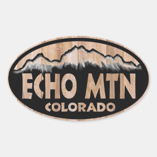 Sticker Ovale Echo Mountain Colorado en bois signe ovales autoco