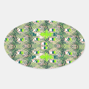 Sticker Ovale Eco Africa Motif - Art Africain Inspiré Par La Nat