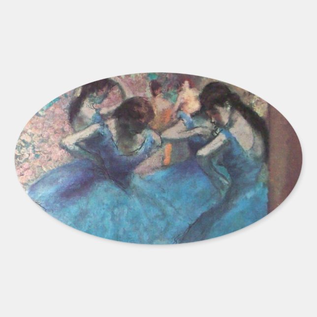 STICKER OVALE ÉCOLE DE DANSE, BALLERINA BALLET DANSEURS EN BLEU (Devant)