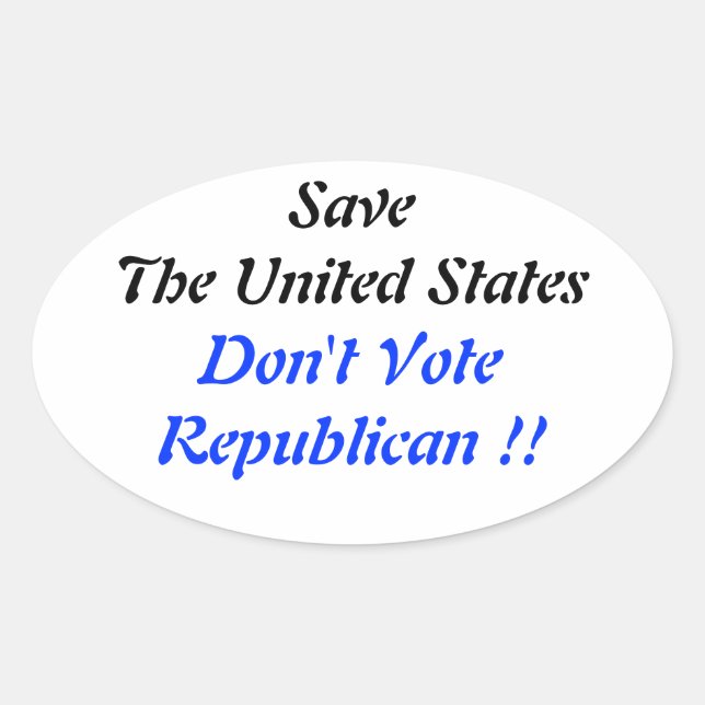 Sticker Ovale Économisez US Oval Blue (Devant)
