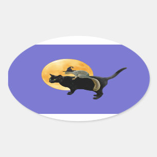 Sticker Ovale Écureuil de sorcière sur le chevalier