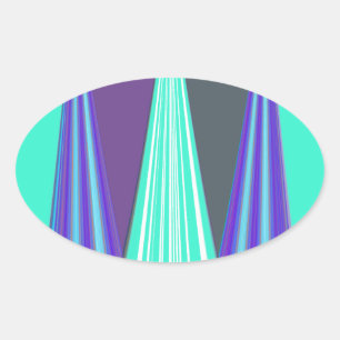 Sticker Ovale Edgy Blue Purple Cyan Chevron Art Imprimer