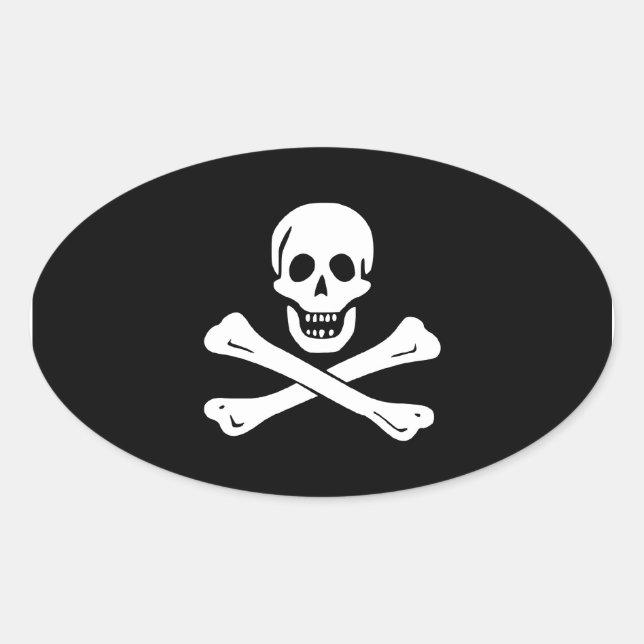 Sticker Ovale Edward Angleterre ; drapeau Jolly roger (Devant)