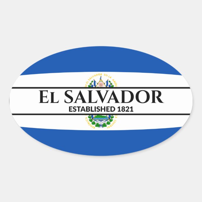 Sticker Ovale El Salvador Fondé Drapeau National 1821 (Devant)