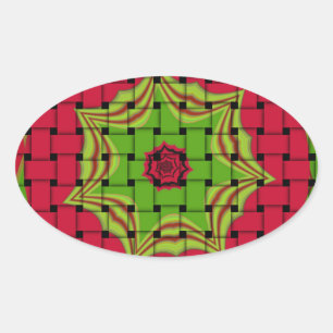 Sticker Ovale Elégant Africain Lovely Tissé motif d'impression v