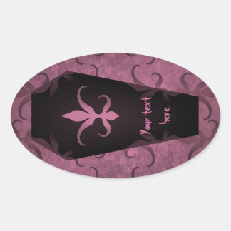 Sticker Ovale Elégant cercueil gothique Halloween en faveur étiq