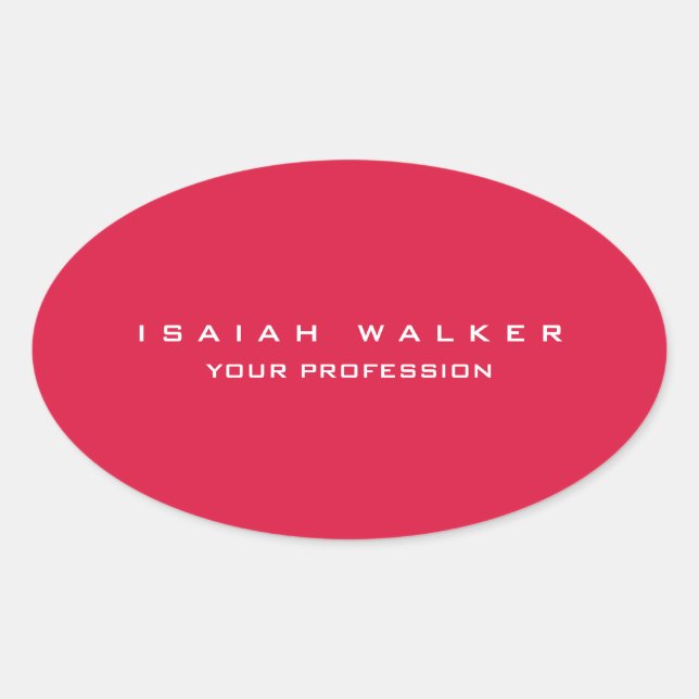 Sticker Ovale Élégant Classy Plain Unique Special Crimson Rouge (Devant)