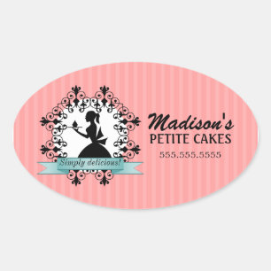 Sticker Ovale Elégant Cupcake Silhouette Boulangerie Cachet