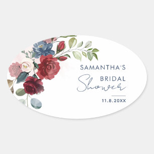Sticker Ovale Élégant lavis floral mariage