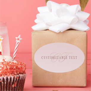 Sticker Ovale Élégant lettrage et monogramme   Rose Ombre